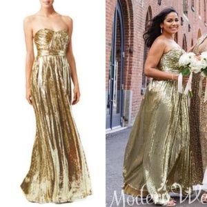 Siren Gold Gown Dress Badgley Mischka size 2 short